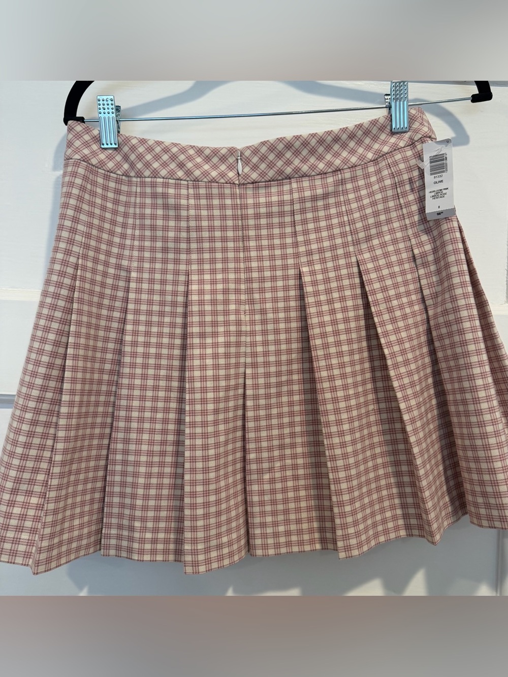 Sunday Best Pink Cream Plaid Pleated Mini Skirt - Picture 2 of 5